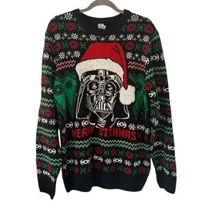 Black Star Wars Christmas Holiday Sweater Knit Design Disney Men’s Unisex Large!